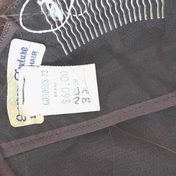 Vintage 100% Human Hair Fall from the 1970's -#32 Med Dark Brown  NEW with tags - Picture 8 of 10